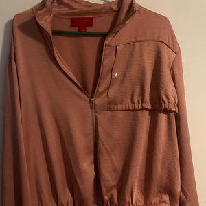 Womens Jennifer Lopez Sinched Sleeve Anorak Jacket in Brittany Blush